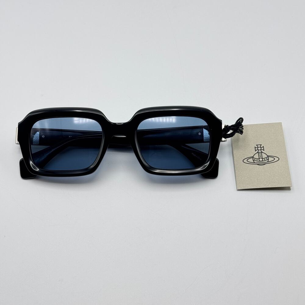 Vivienne Westwood Sunglasses Hardware VW5048 001 Black Frame Blue Lens 51mm New